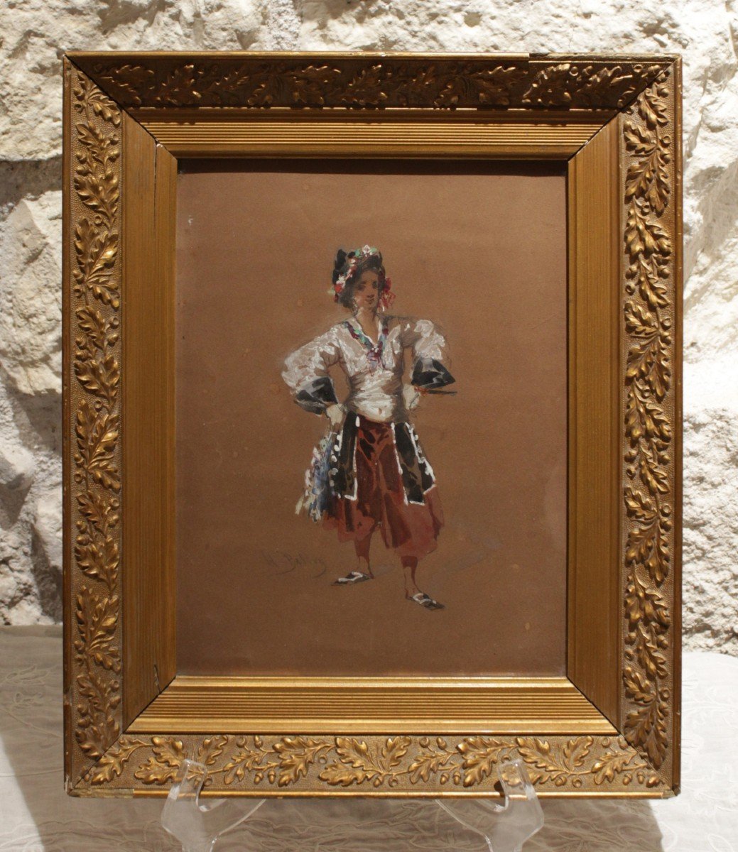 Dessin 'étude De Costume Oriental' Hippolyte Ballue (1820-1867)-photo-2