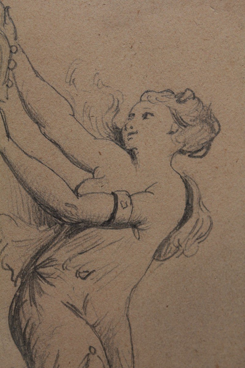 Pencil Drawing 'allegory Of Truth' Signed Germain Ribot (1845-1893)-photo-1