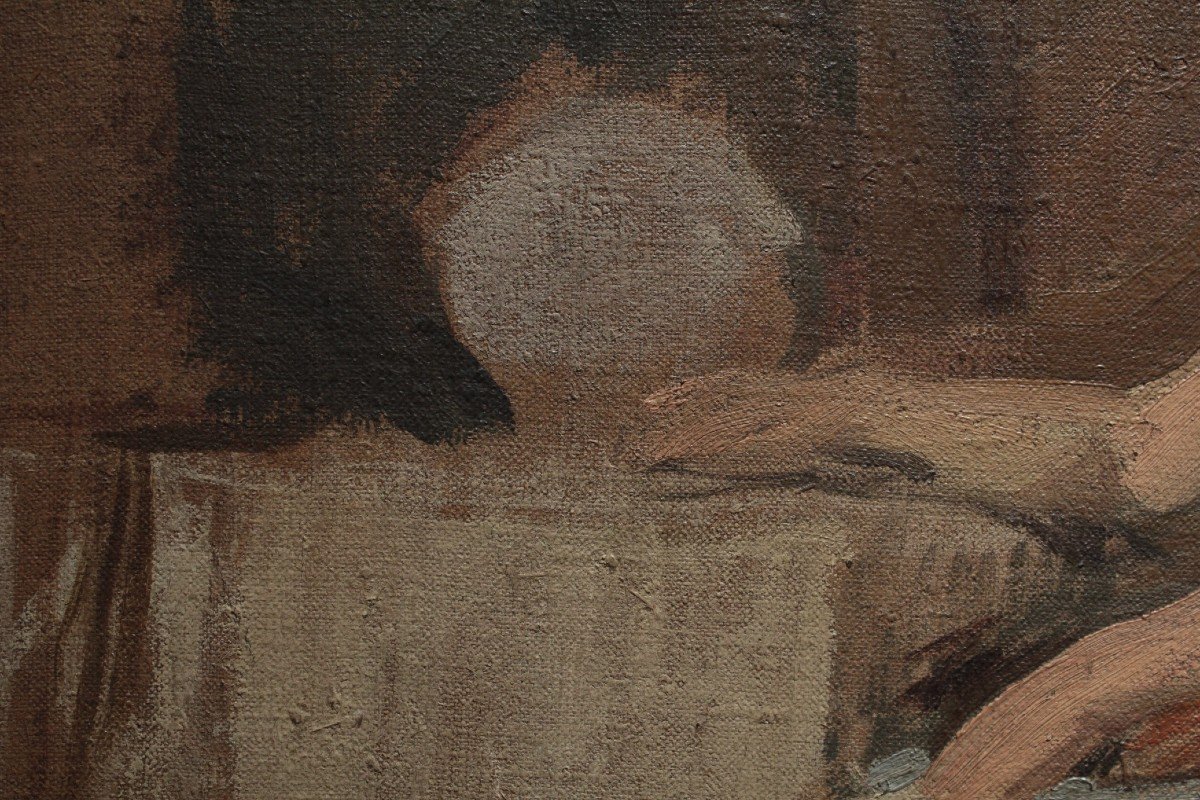 Oil On Canvas 'seated Woman' Claudio Castelucho Y Diana (1870-1927)-photo-5