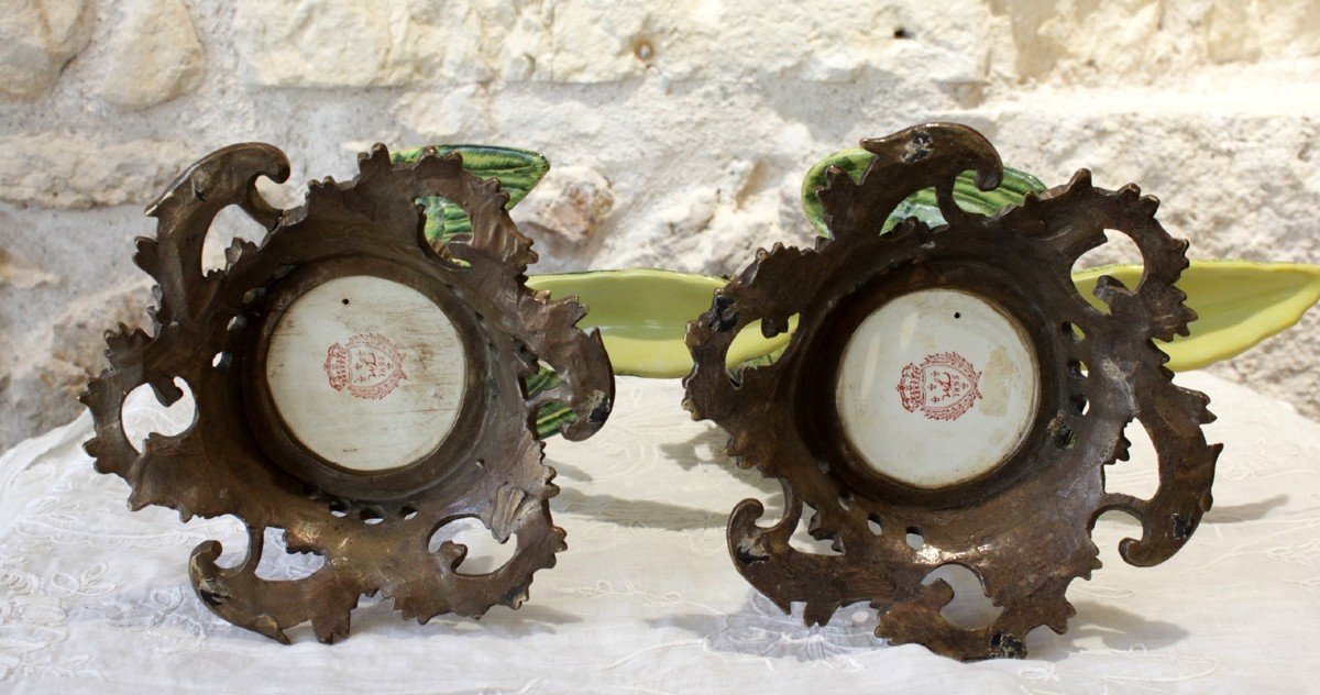 Pair Of Parrot Torches, Earthenware And Bronze Mount, 20th Century Work-photo-7