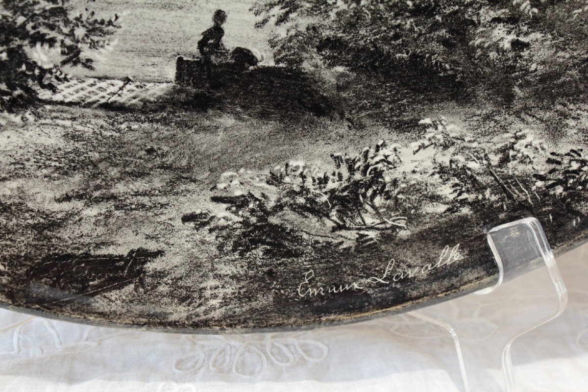 Grand Plat De Présentation En Faïence De Premières, Période Jules Lavalle (1860-1880)-photo-1