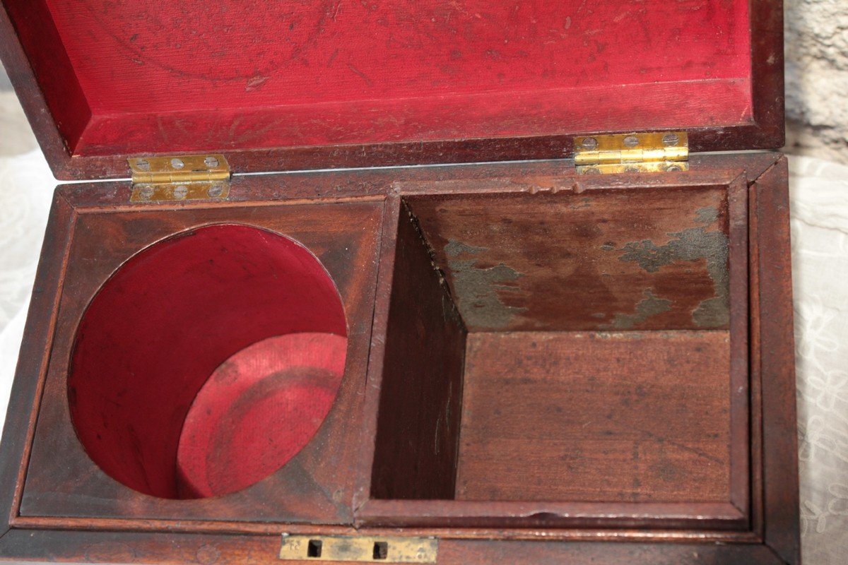 Mahogany Tea Box With Its Glass Mixer 19th Century-photo-4