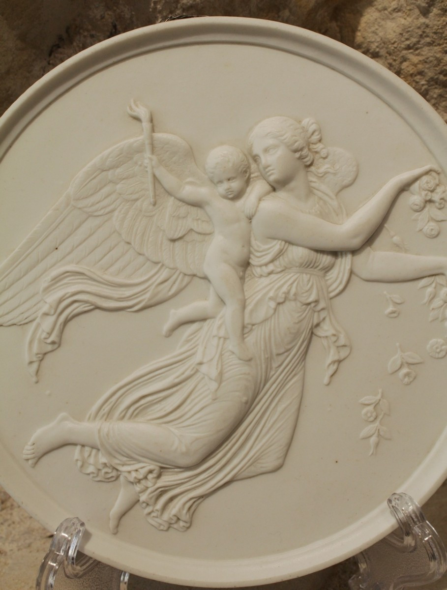 Médaillon En Biscuit 'le Jour' d'Après Bertel Thorvaldsen (1770-1844), Bing Et Gröndahl, 19ème-photo-3