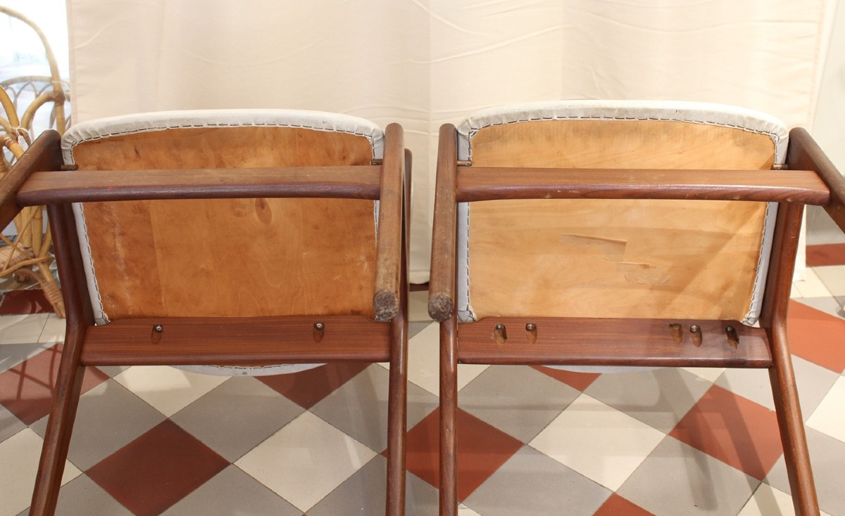 Paire De Chaises Modèle 't21 Fire' Ou 'pige' De Kai Kristiansen Vers 1960-photo-5