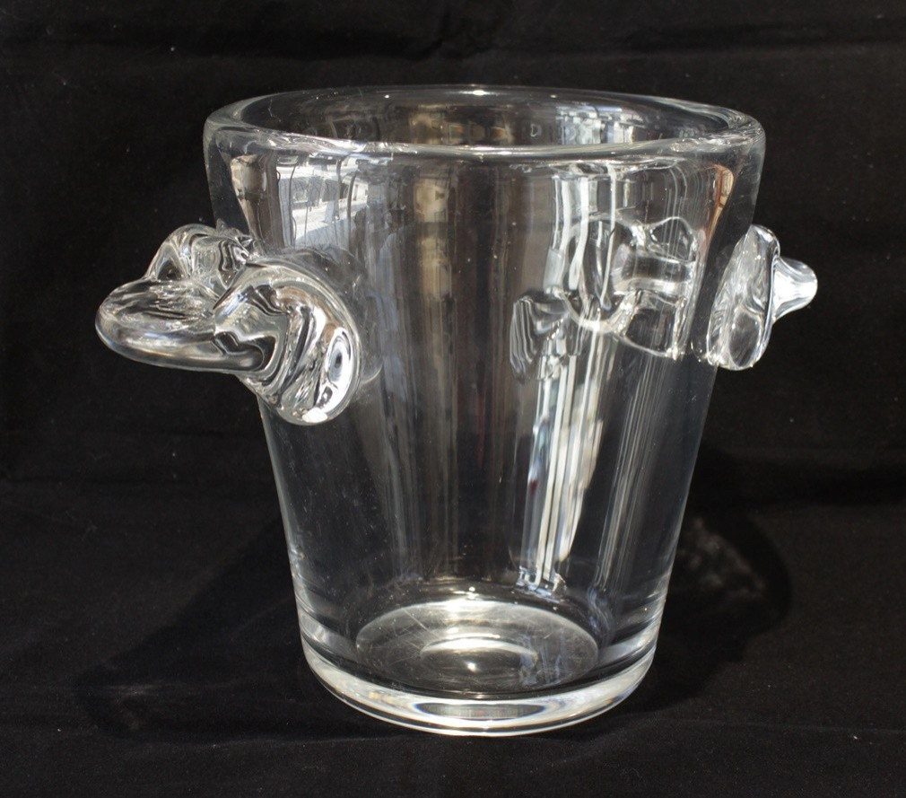 Crystal Champagne Bucket Signed Schneider France Between 1950-1960-photo-2