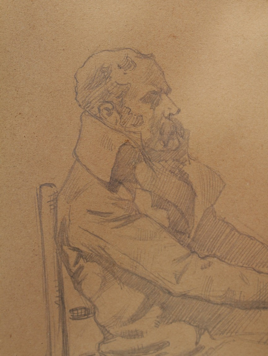 Pencil Drawing 'seated Man With A Beard' By André Marchand (1877-1951)-photo-4