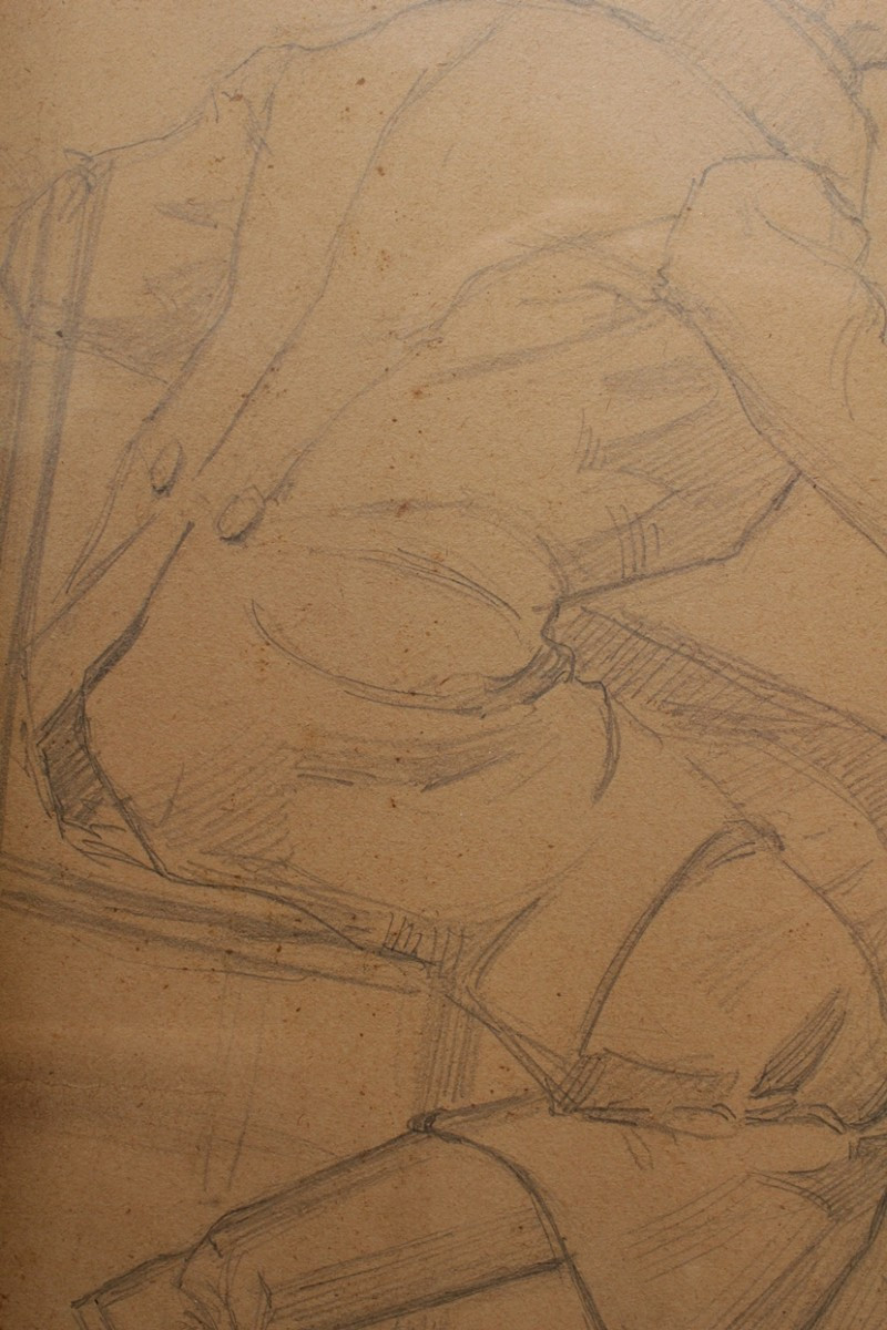 Pencil Drawing 'man In A Frock Coat' Signed André Marchand (1877-1951)-photo-2