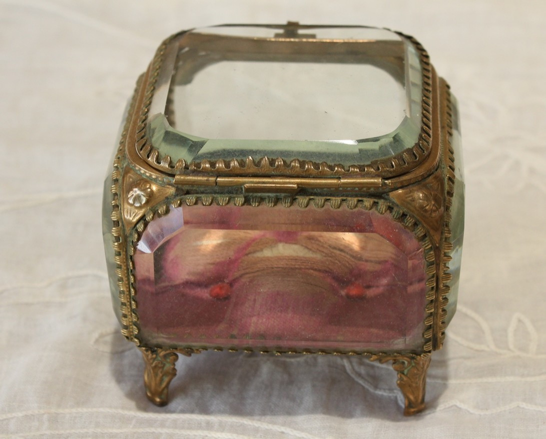 Napoleon III Brass And Beveled Glass Jewelry Box, Late 19th Century-photo-3