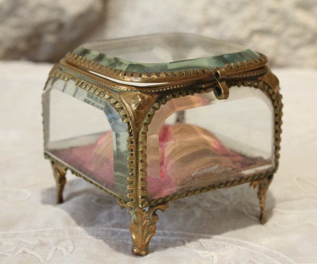 Napoleon III Brass And Beveled Glass Jewelry Box, Late 19th Century
