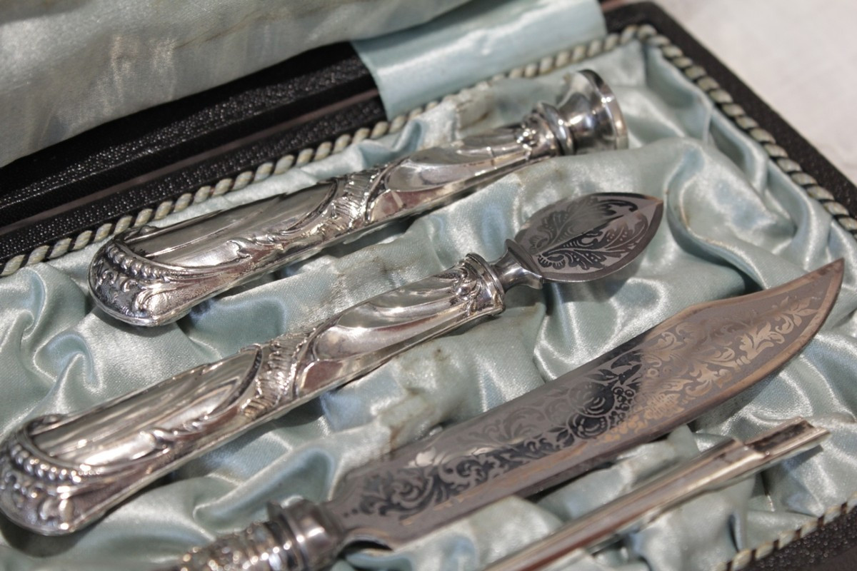 Nécessaire d'écriture en argent fourré début 20ème siècle-photo-4