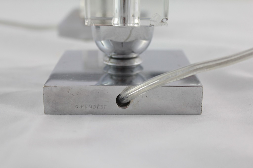 Candelabra And 2 Candlesticks In Chromed Metal And Plexiglass Signed G. Humbert 1960-1970-photo-1