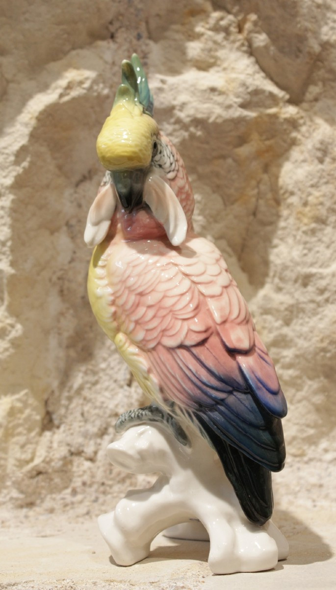 Perroquet en porcelaine polychrome de Saxe, Karl Ens, 1ère moitié du 20ème siècle-photo-2