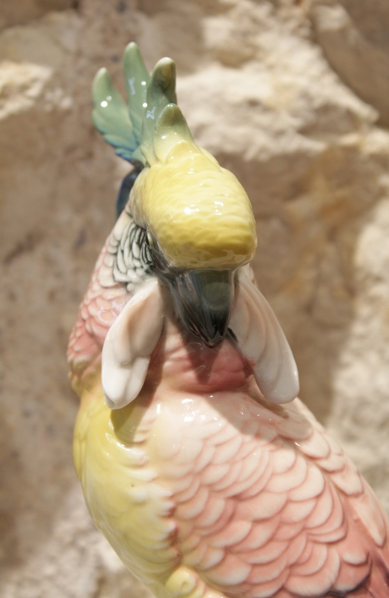 Perroquet en porcelaine polychrome de Saxe, Karl Ens, 1ère moitié du 20ème siècle-photo-5