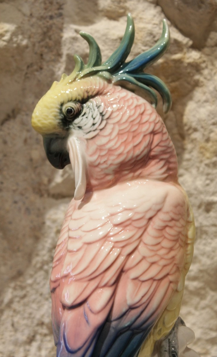 Perroquet en porcelaine polychrome de Saxe, Karl Ens, 1ère moitié du 20ème siècle-photo-8