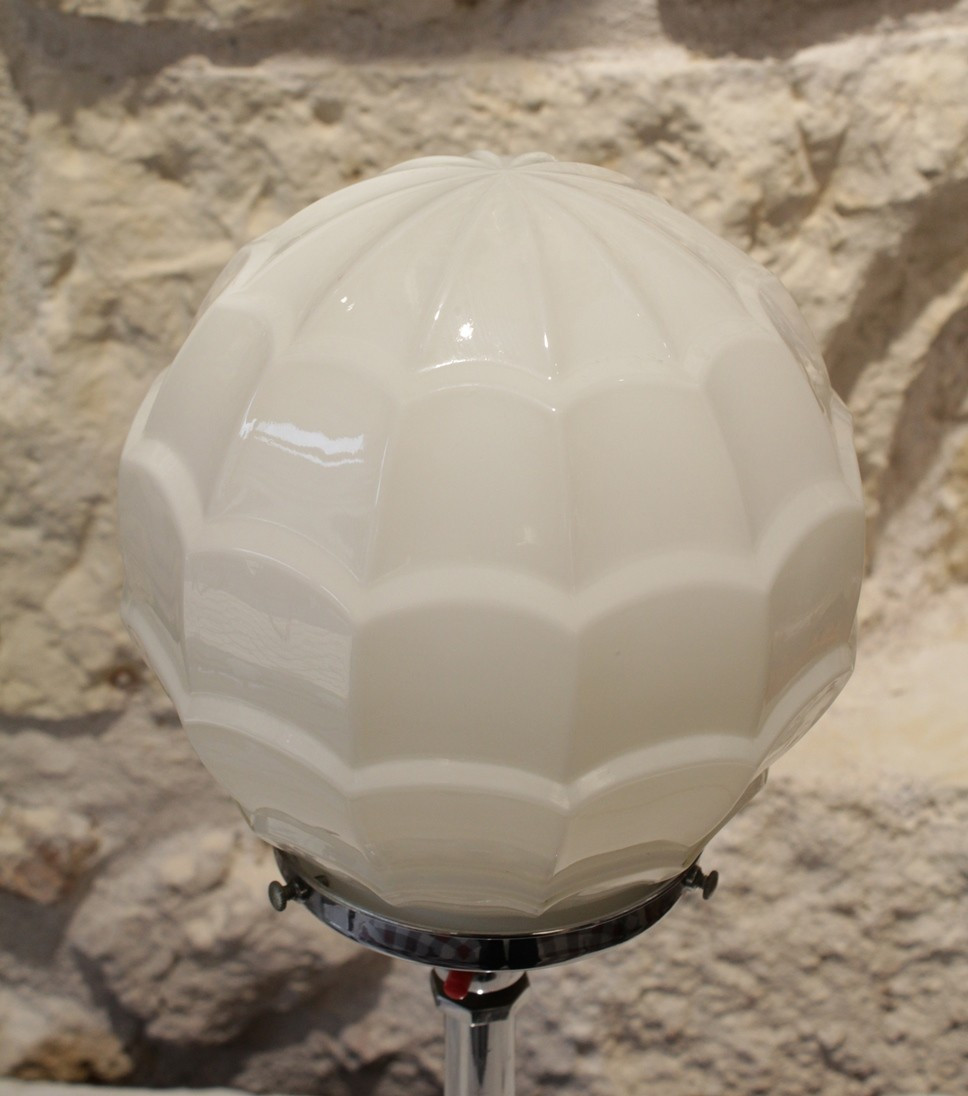 Chrome-plated Metal Lamp With Glass Globe, Art Deco Style, 20th Century-photo-6