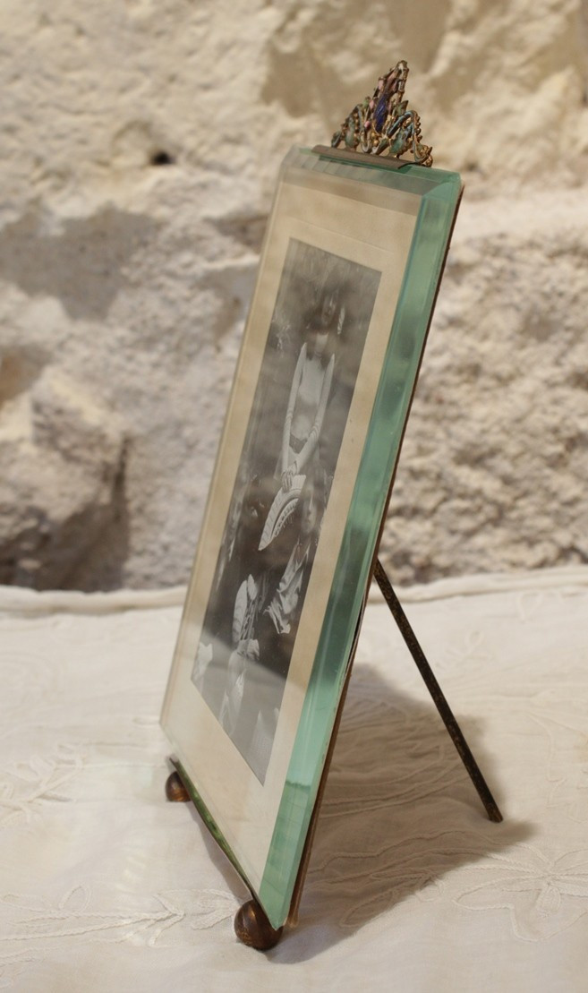 Glass And Enamelled Brass Photo Frame, Late 19th, Early 20th Century-photo-1