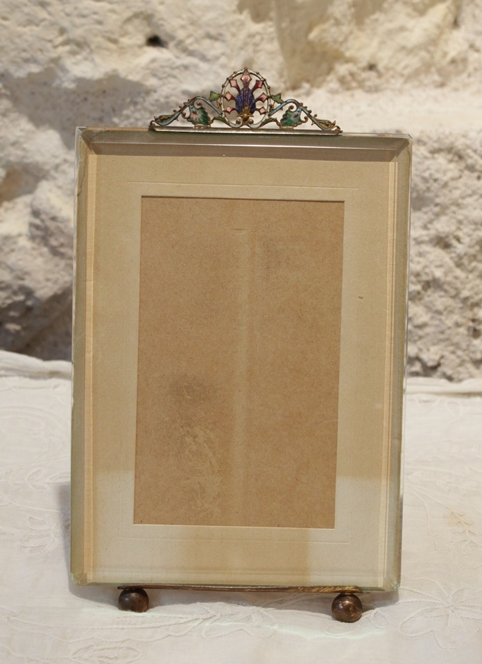 Glass And Enamelled Brass Photo Frame, Late 19th, Early 20th Century