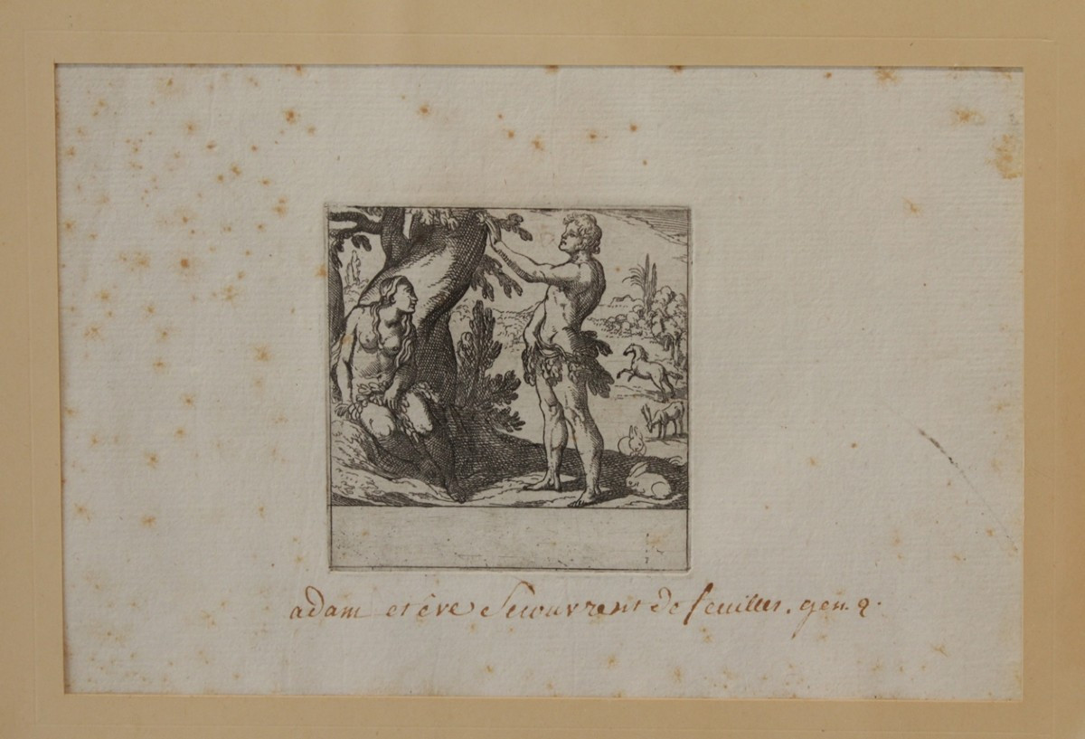 Engraving Of Adam And Eve, 18th Century-photo-2