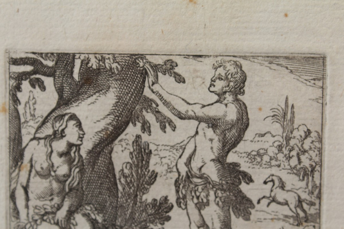 Engraving Of Adam And Eve, 18th Century-photo-2