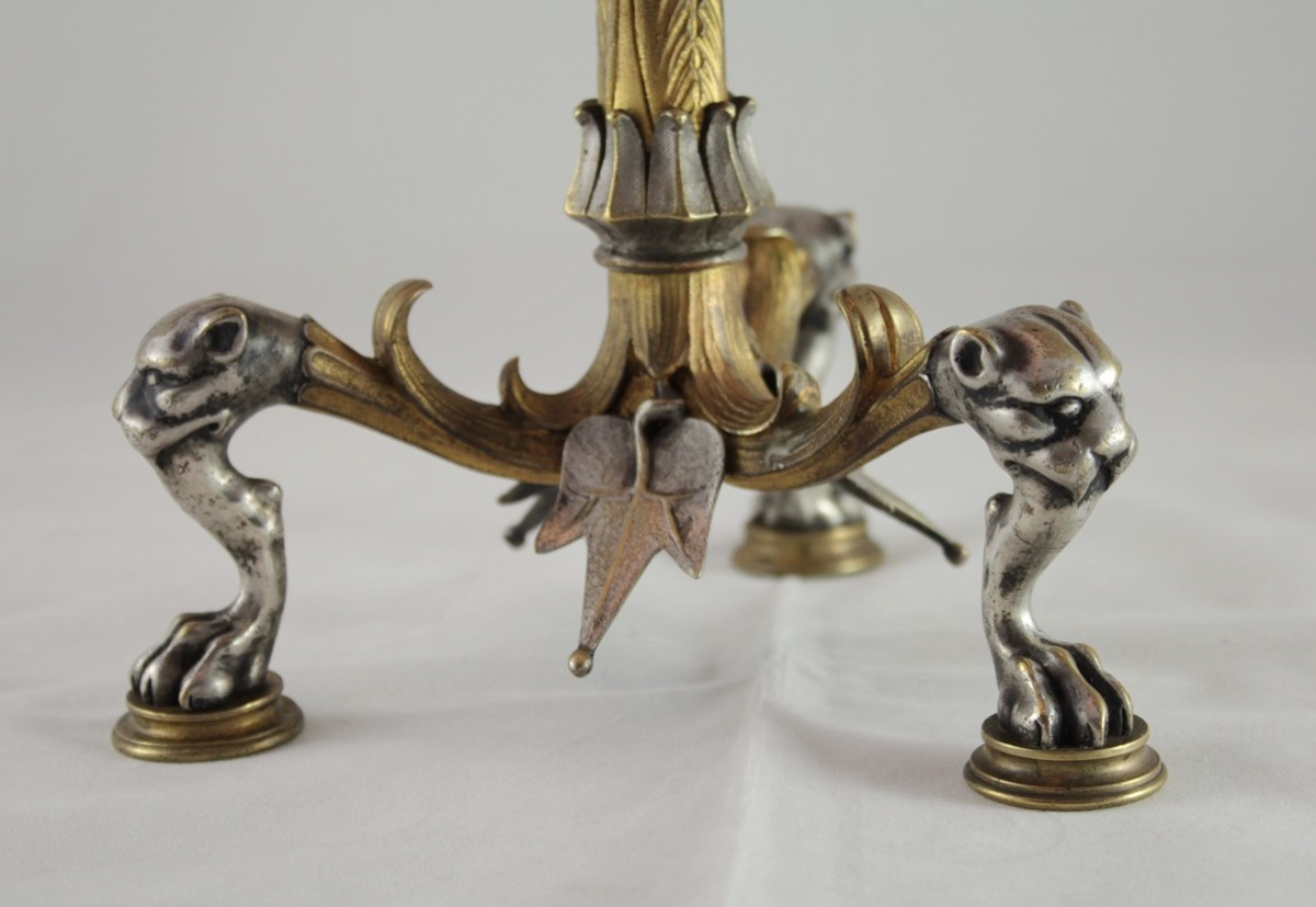 Bronze Chandelier With A Double Patina, In The Style Of Barbedienne, Late 19th Century-photo-4