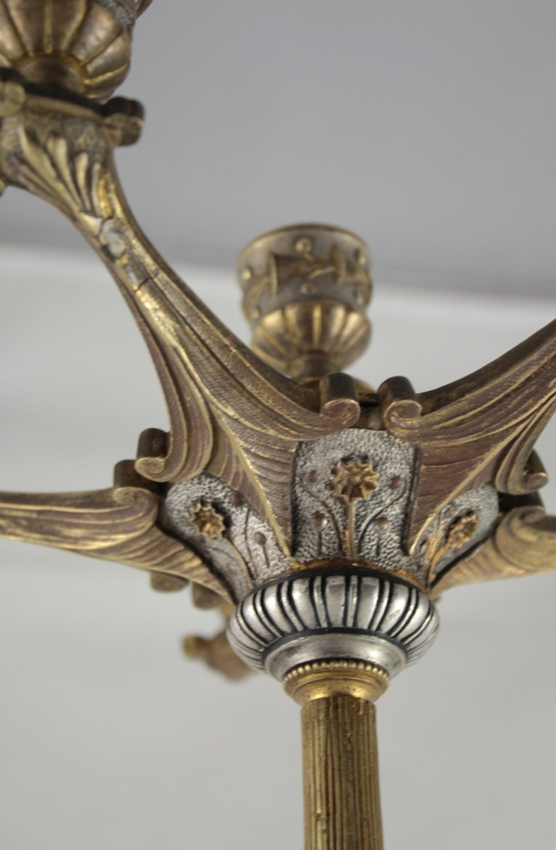 Bronze Chandelier With A Double Patina, In The Style Of Barbedienne, Late 19th Century-photo-2