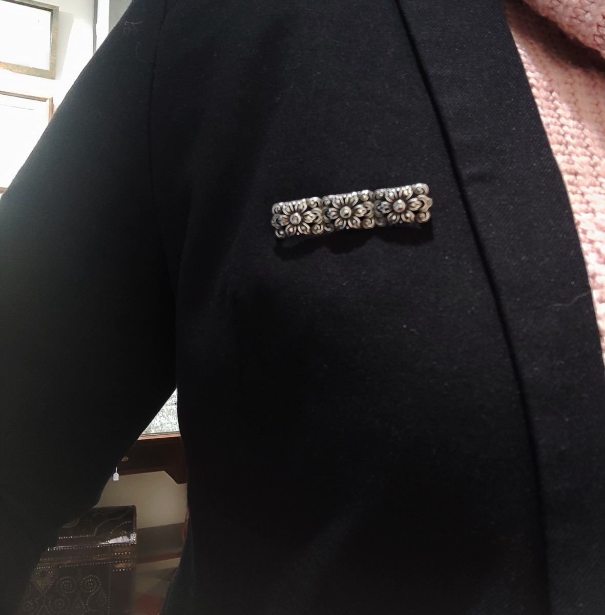 Solid Silver And Marcasite Barrette Brooch In A Box, First Half Of The 20th Century-photo-4