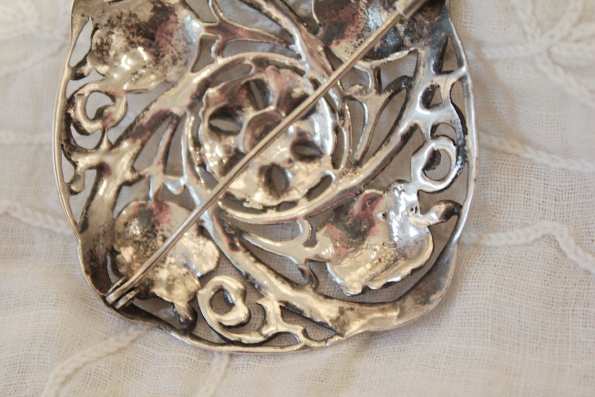 Circular Brooch In Solid Silver, German Work From The First Half Of The 20th Century-photo-2