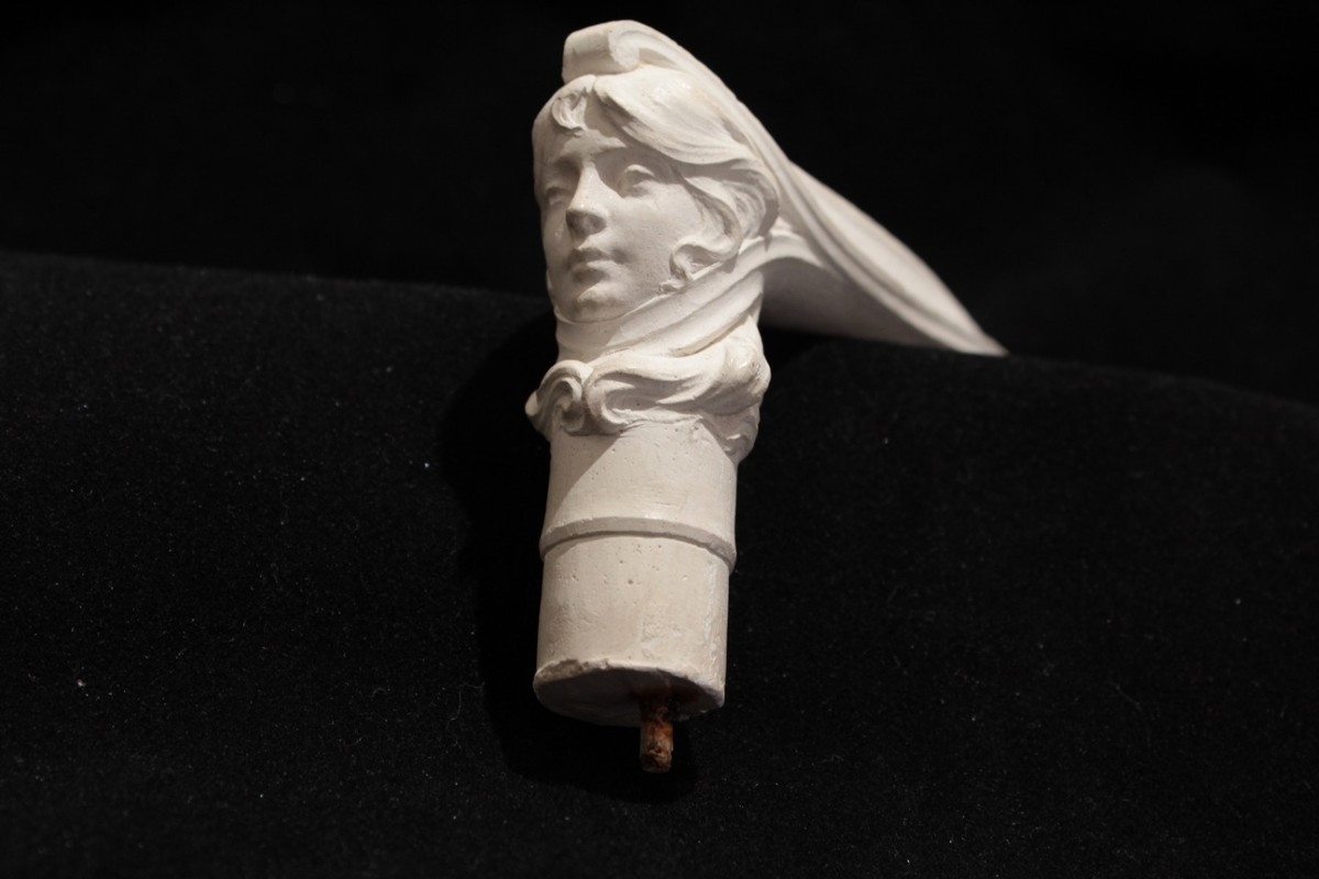Art Nouveau Plaster Walking Stick Handle, Signed Paul Herman (1873-1903)-photo-2