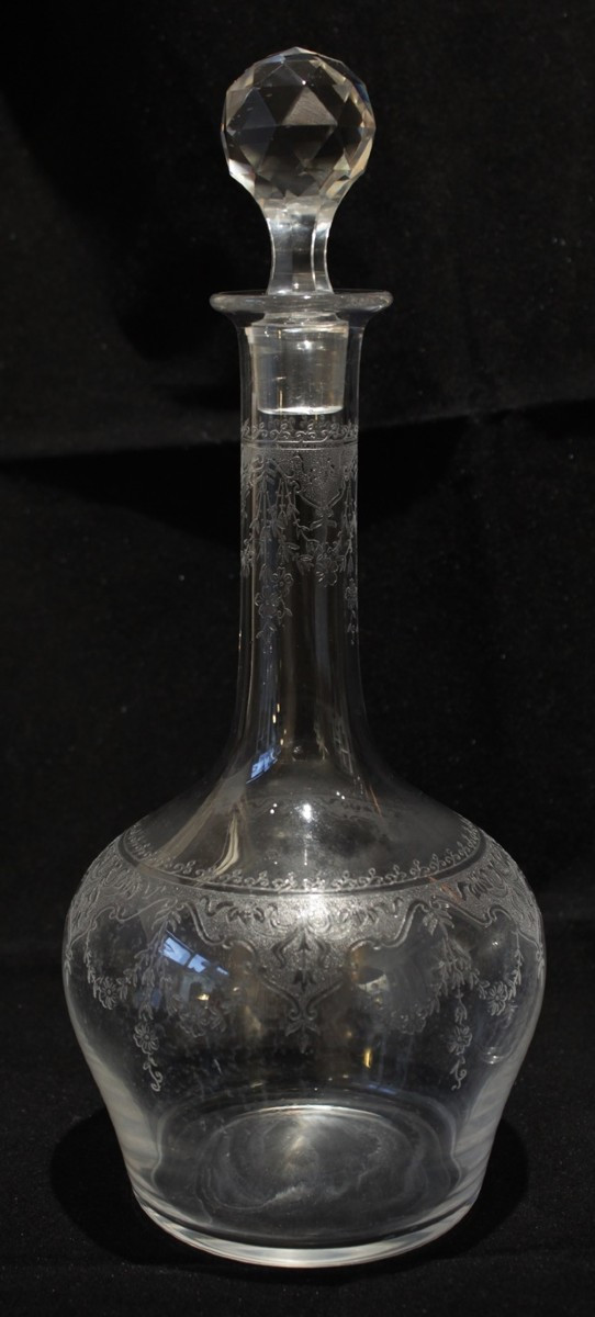 Pair Of Large Engraved Crystal Decanters, Early 20th Century-photo-3