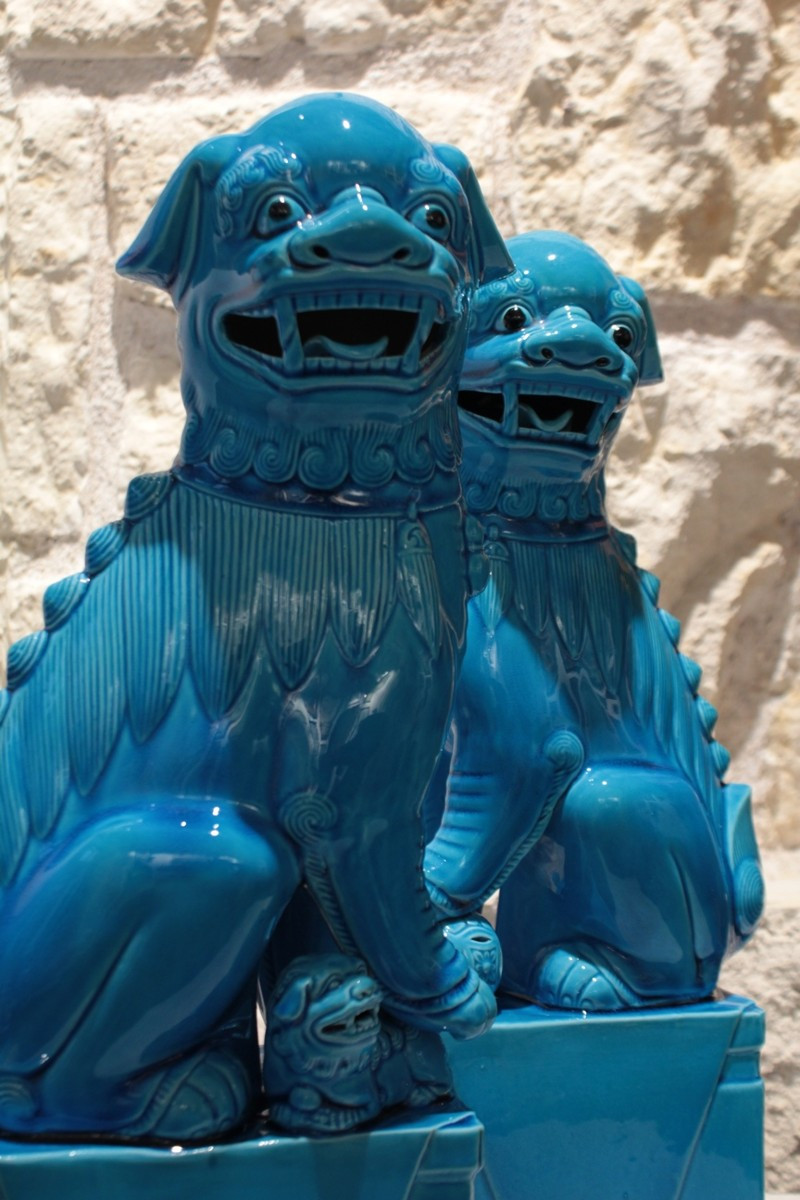 Large Pair Of Ceramic Foo Dogs, First Half Of The 20th Century-photo-2