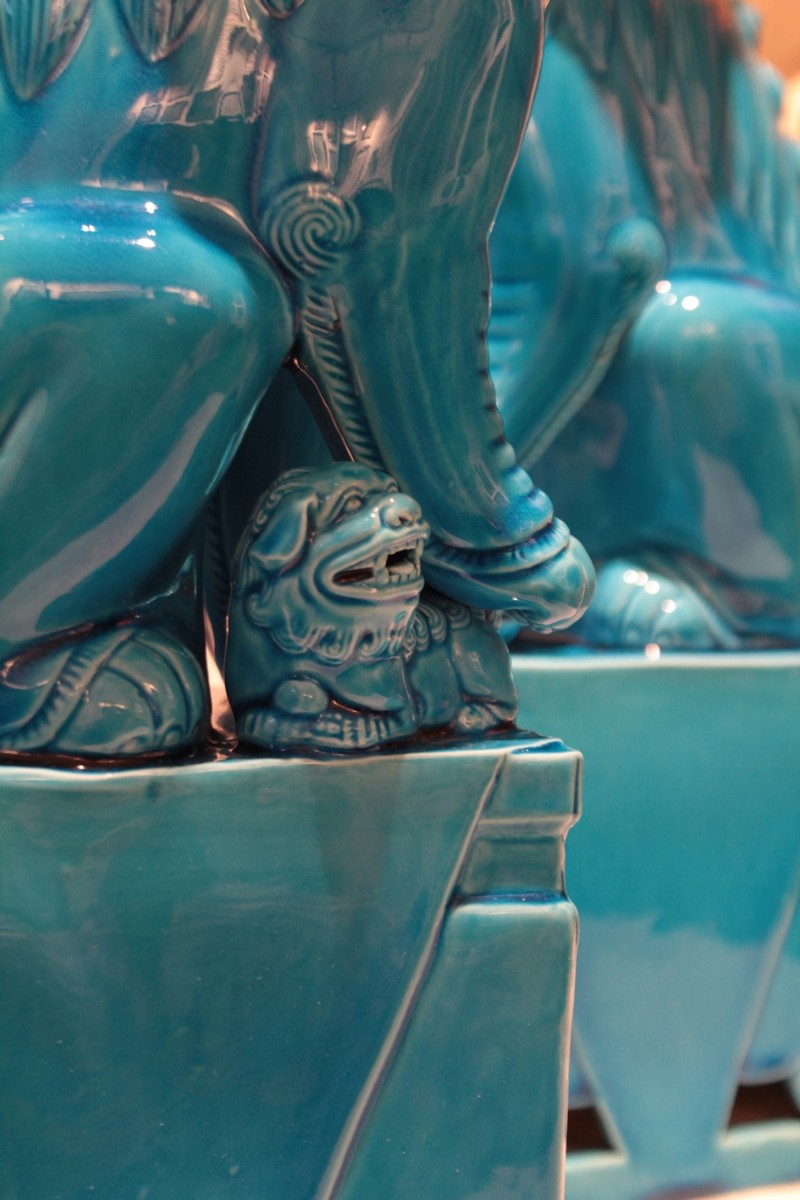 Large Pair Of Ceramic Foo Dogs, First Half Of The 20th Century-photo-4