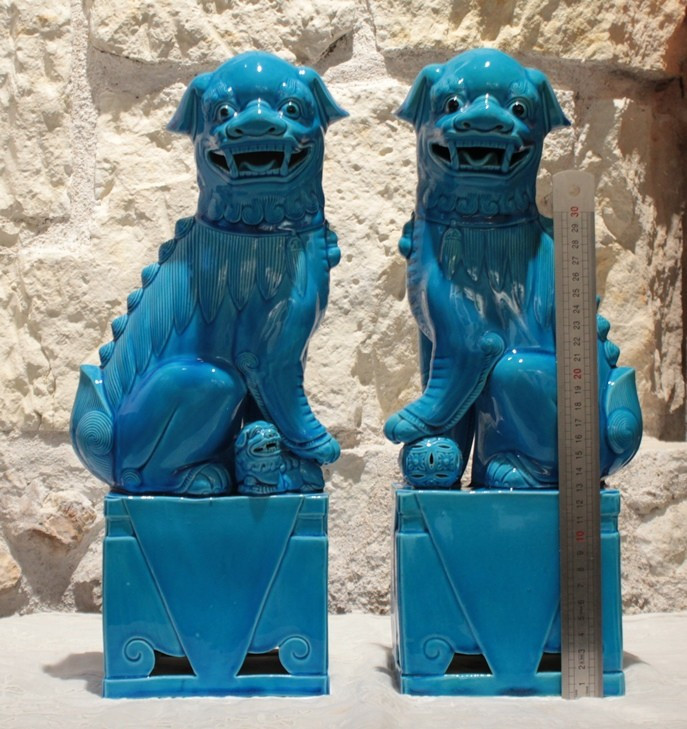 Large Pair Of Ceramic Foo Dogs, First Half Of The 20th Century-photo-7