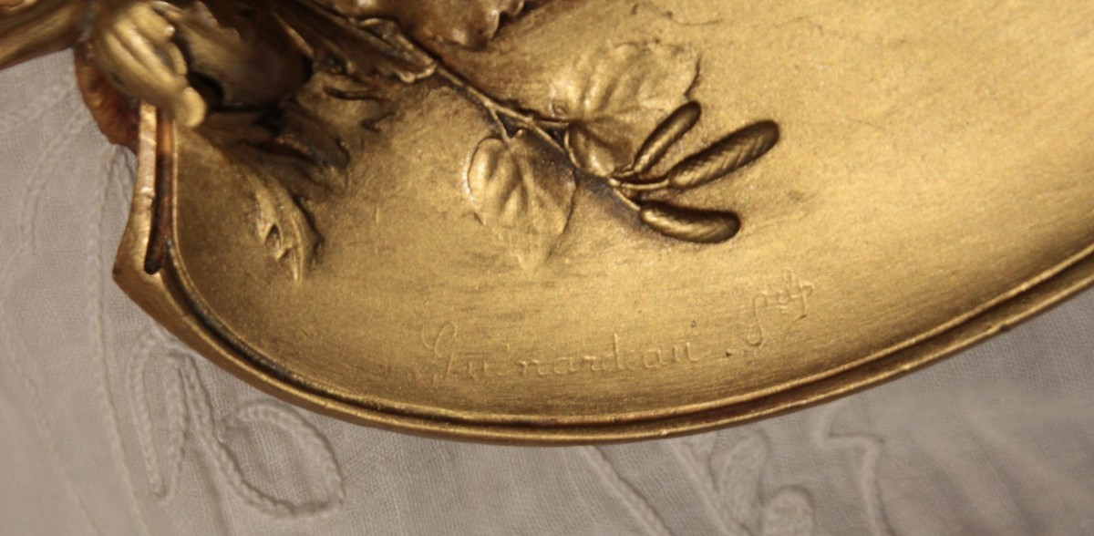 Vide-poche en bronze doré signé Charles Som Guénardeau, Susse Frères édition vers 1900-photo-5