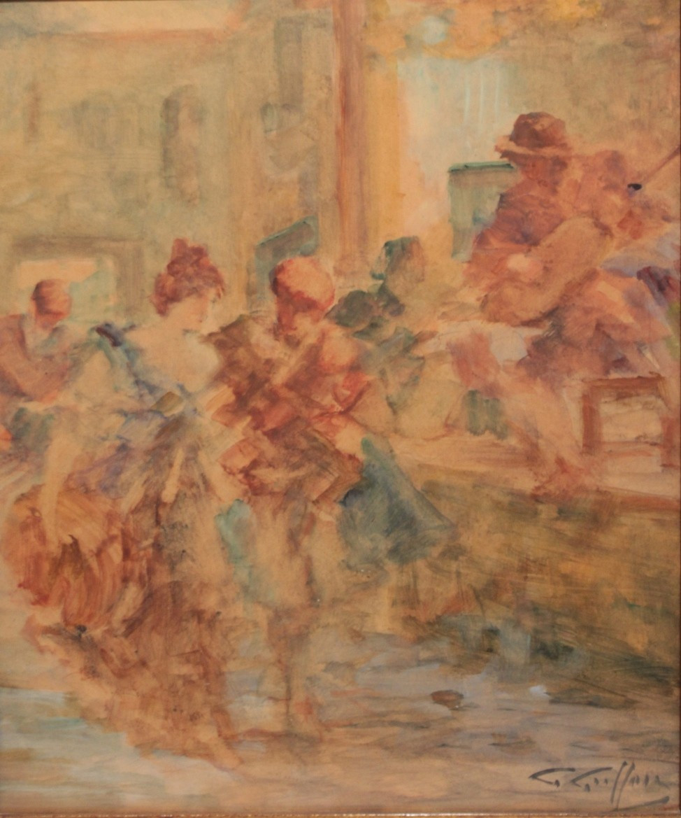 Watercolor 'musicians And Dancers' By Gabriel Griffon (1866-1938)