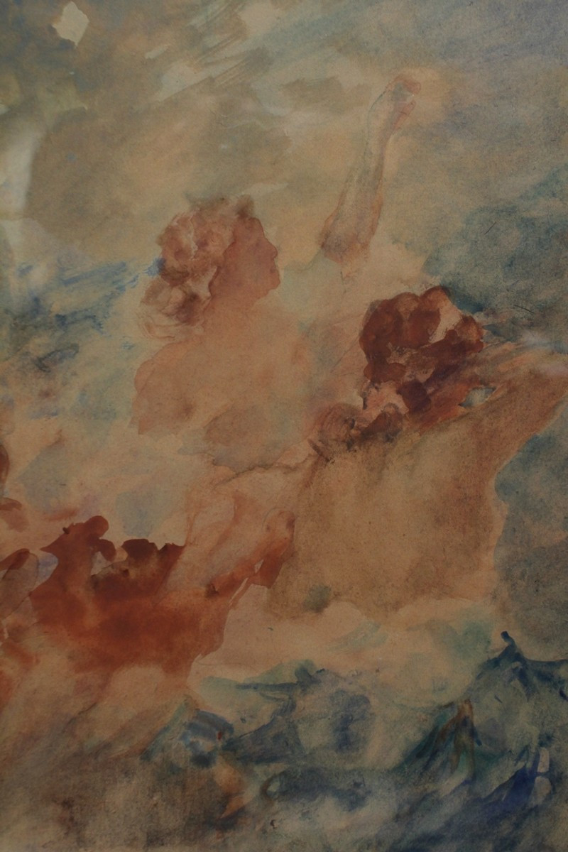 Watercolor 'the 3 Bathers' Signed Gabriel Griffon (1866-1938)-photo-2