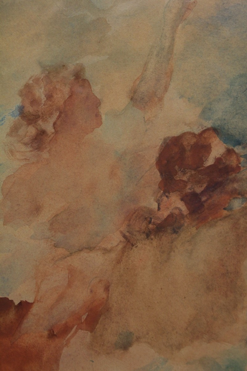 Watercolor 'the 3 Bathers' Signed Gabriel Griffon (1866-1938)-photo-3