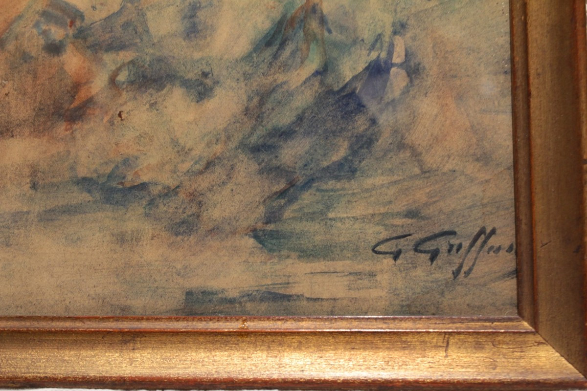 Watercolor 'the 3 Bathers' Signed Gabriel Griffon (1866-1938)-photo-2