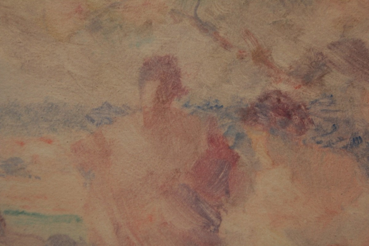 Aquarelle 'Après-midi en terrasse' signée Gabriel griffon (1866-1938)-photo-4