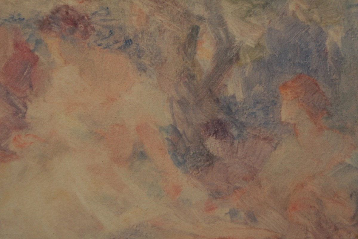 Aquarelle 'Après-midi en terrasse' signée Gabriel griffon (1866-1938)-photo-1