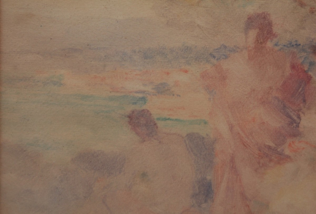 Aquarelle 'Après-midi en terrasse' signée Gabriel griffon (1866-1938)-photo-2