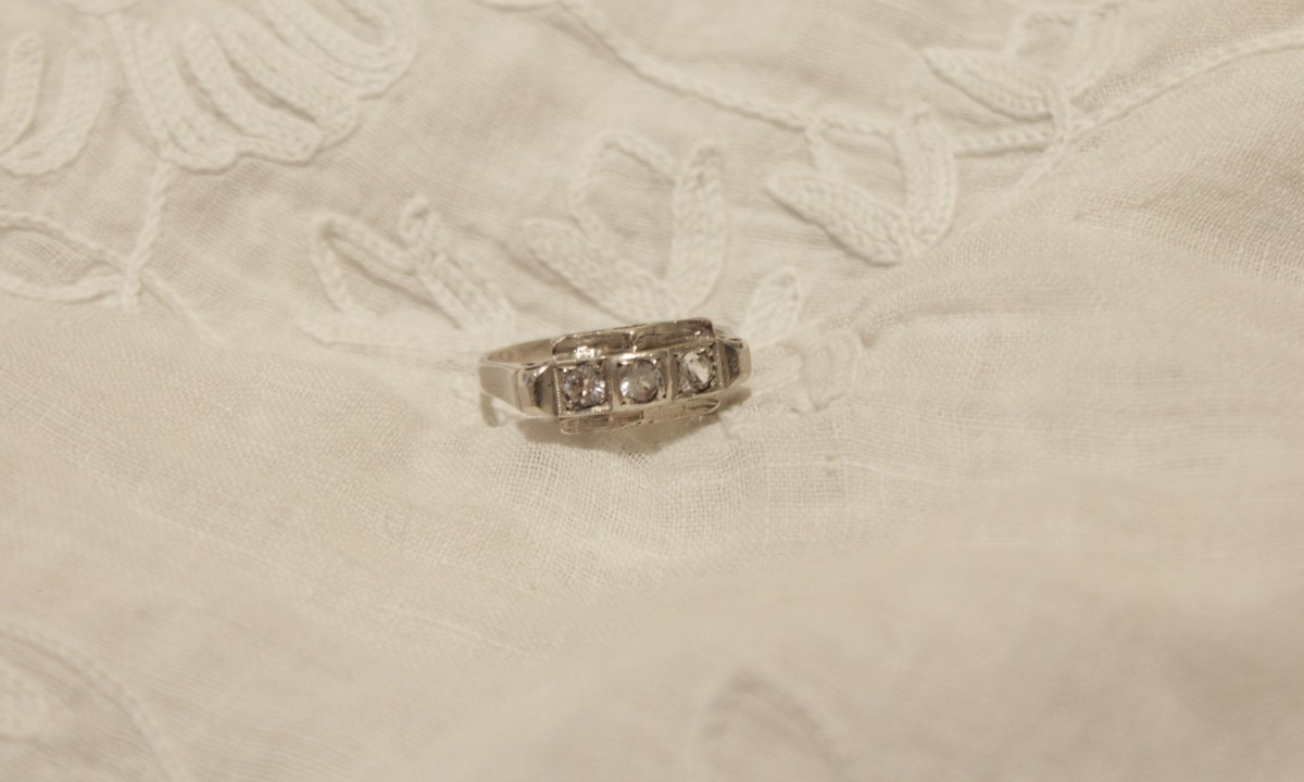 Bague Art Déco en argent et pierres blanches 20ème siècle-photo-4