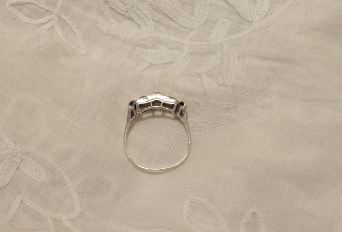 Bague Art Déco en argent et pierres blanches 20ème siècle-photo-3