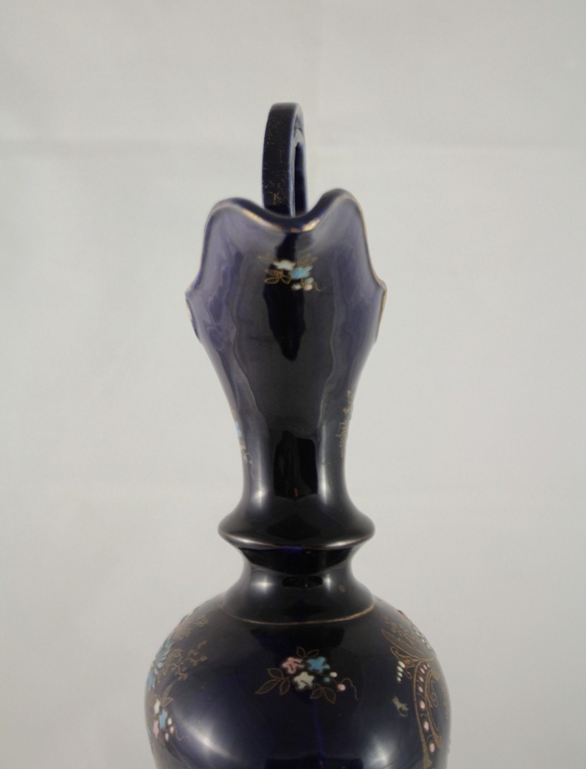 Grande aiguière en faïence bleu nuit, attribuée à Fives-Lille, fin 19ème, début 20ème siècle-photo-7