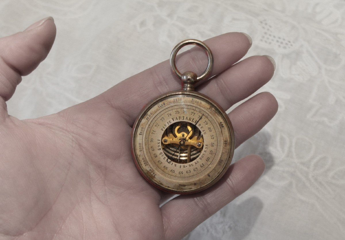 Pocket Aneroid Barometer Signed Pierre Louis Amédée Queslin (1819-1883)-photo-3