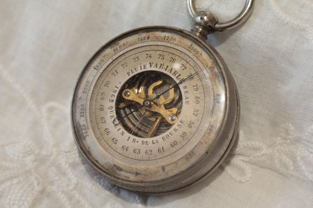 Pocket Aneroid Barometer Signed Pierre Louis Amédée Queslin (1819-1883)-photo-4