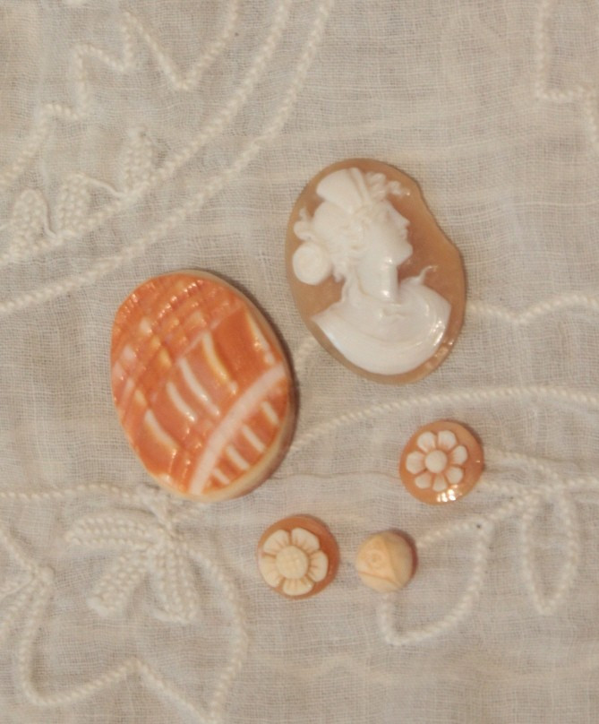 Set Of 5 Unmounted Shell Cameos, Late 19th And 20th Centuries