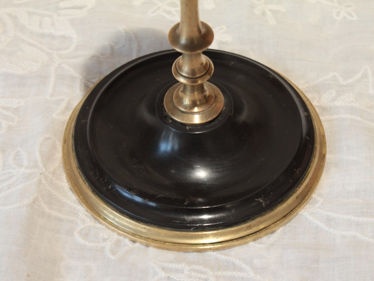 Pair Of Candlesticks In Gilt Brass And Black Marble, Late 19th Century-photo-1