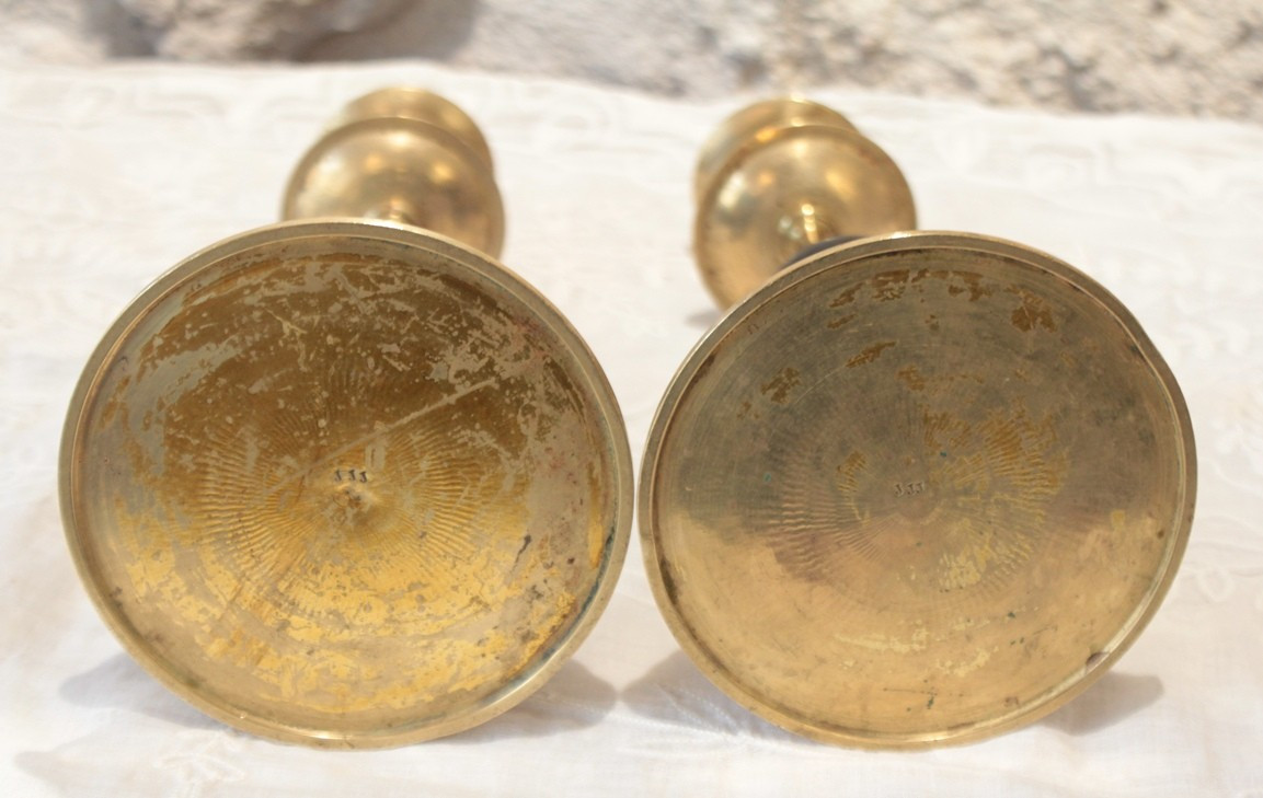 Pair Of Candlesticks In Gilt Brass And Black Marble, Late 19th Century-photo-7