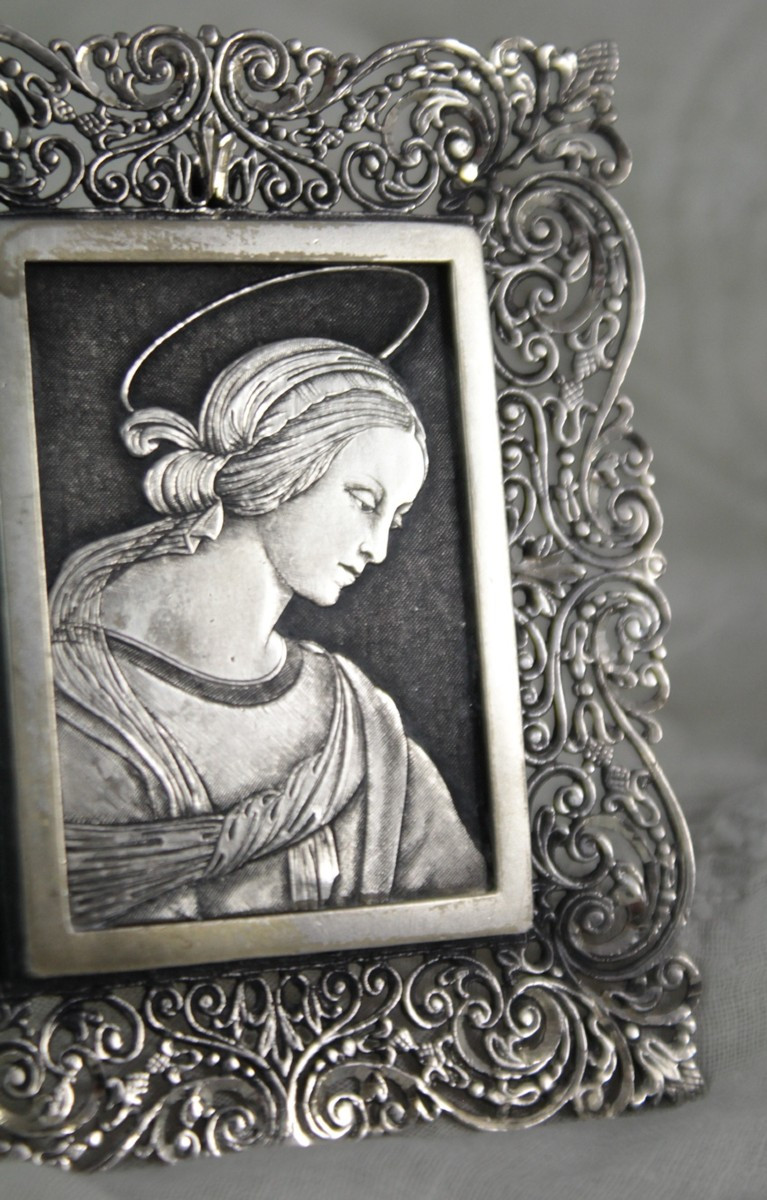 Cadre à poser 'Vierge Marie' en argent massif 800/1000ème, Travail italien 20ème siècle-photo-1