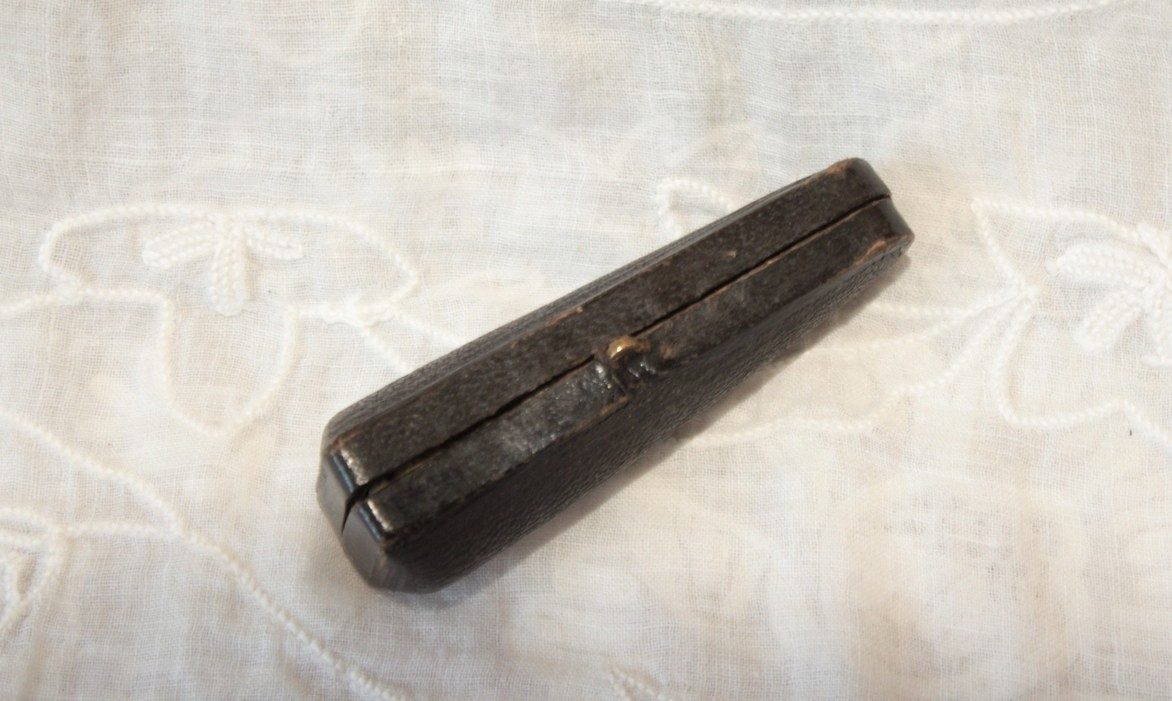 Silver, Pipe Clay And Amber Cigarette Lighter In Original Late 19th Century Leather Case-photo-7